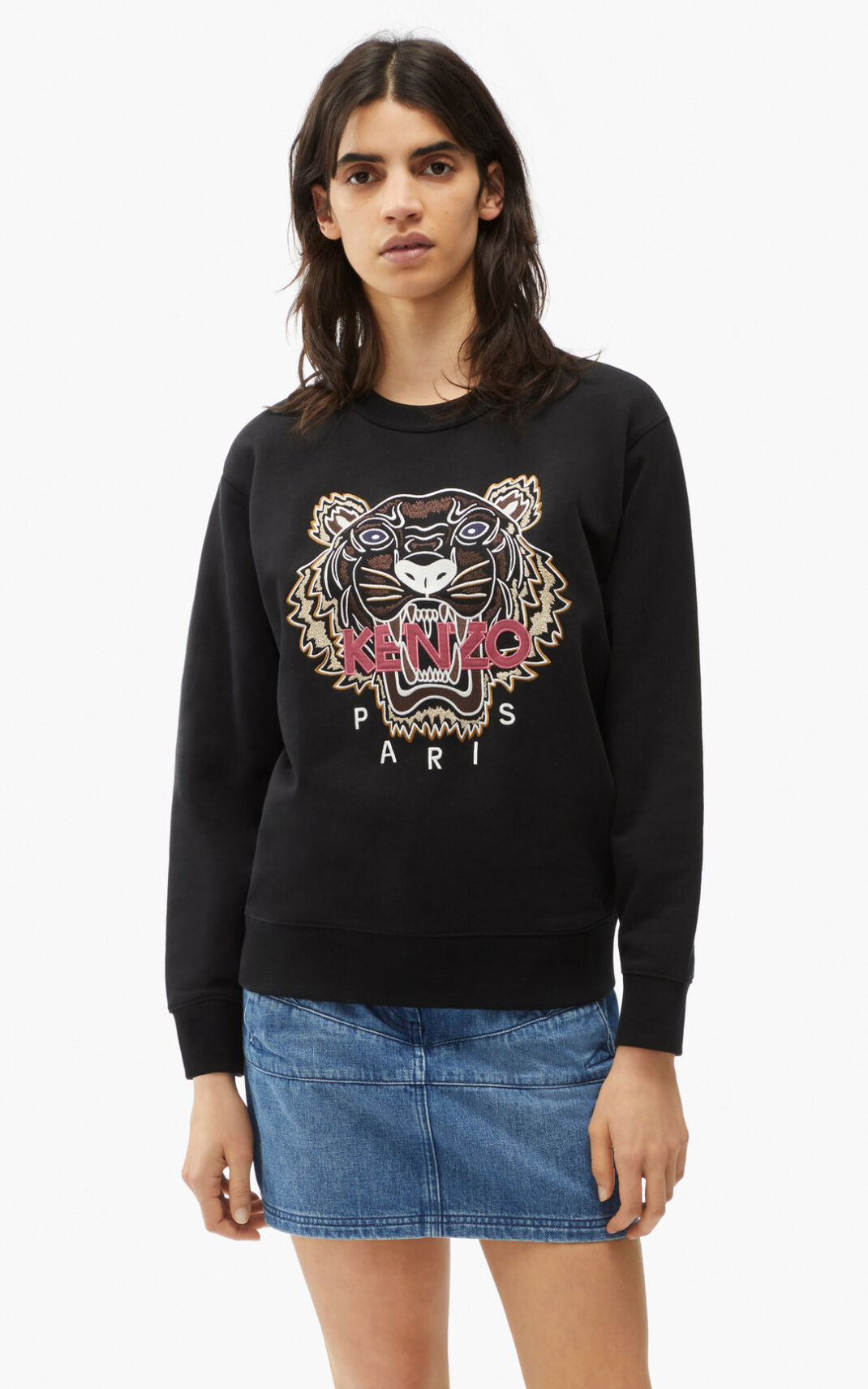 Kenzo Tiger Sweatshirt Bayan Siyah | 3694-OJCUH